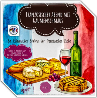 Musikalischer französischer Abend mit Gaumenschmaus